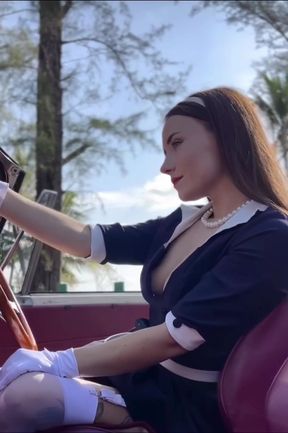 Hot date in a beautiful dress