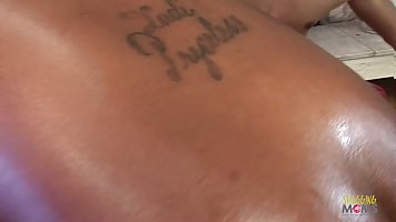 Ebony BBW Sheila Marie gets oiled and fucked by black guy