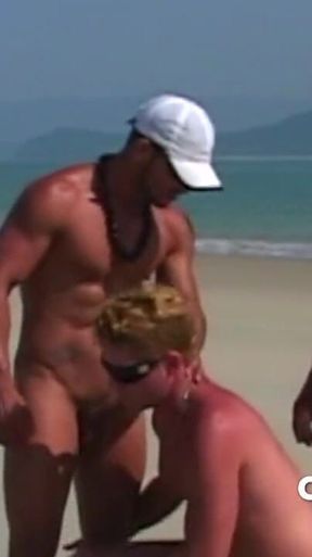 Two Sexy Latino Boys Fucking Bareback on the Beach for Fun Exhib