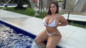 Curvy Buxom Big-assed Latina Babe Seduces A Guy By the Pool & Invites Him In Her House For a Hot Fuck