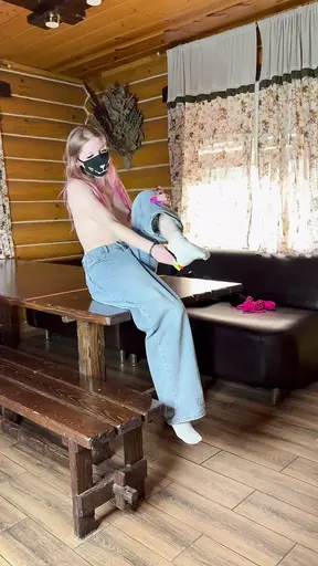 Wife gets spanked during bath time