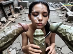 Skinny Virgin Girl First Gangbang With Giant Cocks (AI