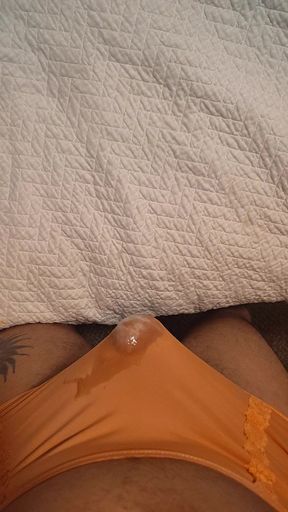 Wearing my wife's big panties