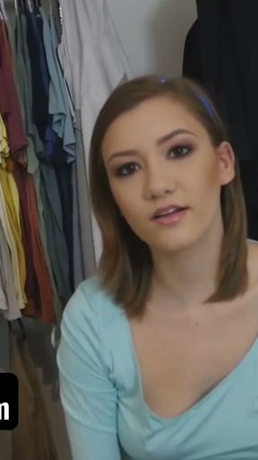 SisLovesMe - Lucky Stud Caught Riley Mae Watching Porn And Tied Her Hands To Correct Her Behavior   Clip 1