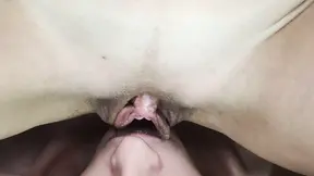 Wet pulsing vulva slides on man&#039;s tongue