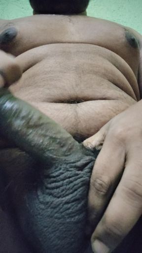 Desi bengali boy huge black cock masturbation with oil close up