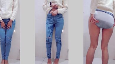 Wet jeans and squirted pussy I couldn't hold my pee