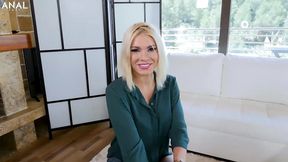 Golden-haired bombshell Kitana Lure gets her big breasts wet with juicy anal sex