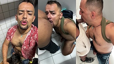 O proibido é gostoso, orgia de sexual gay generalizada em banheiro público.