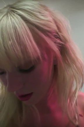 Blonde chick rides Sybian and sucks hard a thick cock