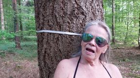 Granny Is Masturbating in the Woods!
