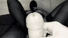 Smooth burrata against sheer stockings up front