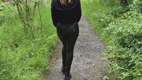 Pulling down my Leather trousers and Spanking my Ass Outdoors