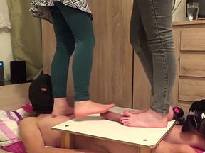 CBT Trample with two cruel ladies