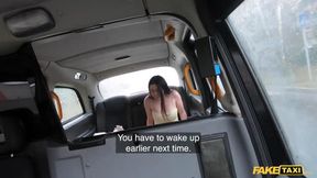 She gets her big juicy natural boobs out to make the driver go faster