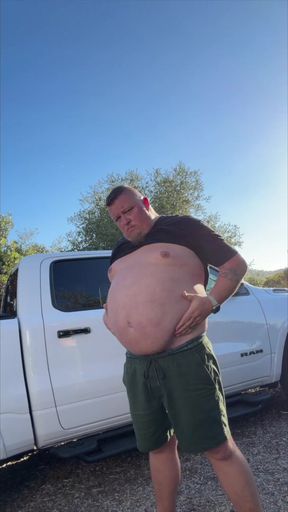 Chubby Guy Almost Caught Playing with His Soft Cock
