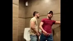 Two Tasty Manos Enjoy Delicious Bathroom Fun In Public Gay Porn Scene