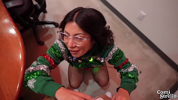 Big-titted Latina coworker fucks me at office Christmas party
