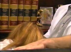 Busty secretary sucking cock and getting her pussy pounded