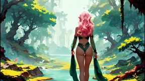 Elli - AI generated pink elf and her friend