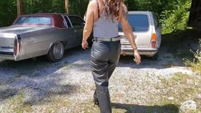 PTP 1332 (SD-WMV) – Jane Domino Cranking the Volvo in Leather Pants & Boots