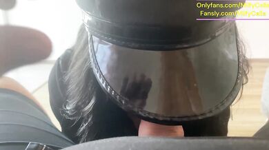 Strict leather-booted MILF officer deep-throats my cock till her red lingerie soaks with cum