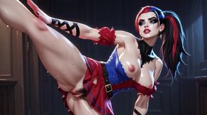 Harley Quinn with a tight pussy, big clit, and wet.
