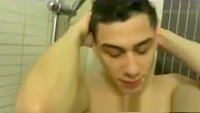 Shower room sucking cock