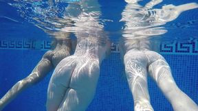 Lesbian Threesome in the Pool