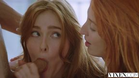 Sensual threesome fuck with cute teen babes Jia Lissa and Red Fox