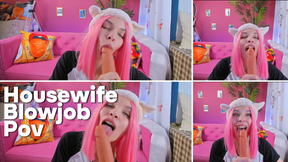 Housewife sucks your cock after work POV