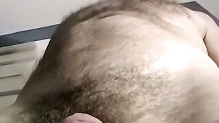 MILF Stroking Her Hairy Small Dick In The Shower