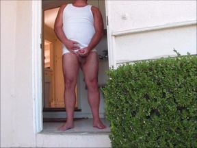 Side Door Jerkoff and Cum