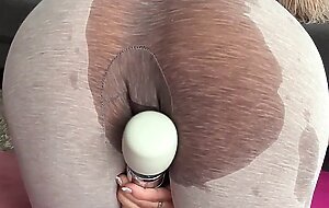 Goddess soaks her leggings / yoga pants before ripping them open