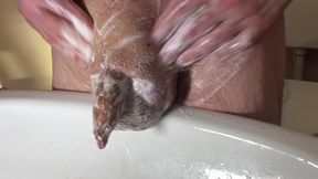 wash and shave my little cock and balls - part 2