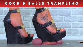 Destroying Your Cock & Balls Under My BEASTY Platform Wedges (D86) - Bug Cam - Cock & Balls Trampling Platform CBT Crush Shoe Fetish