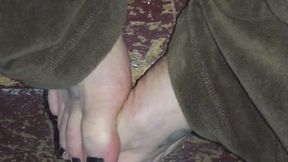 STINKY FEET ON WOODEN STAIRS