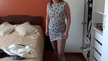 I please my stepson, I lift my dress so he can jerk off and cum