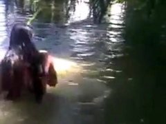 bangla girl rina bathing in pond