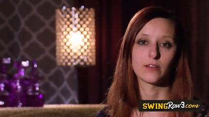 Naughty sex games between horny couples at this swinger party.