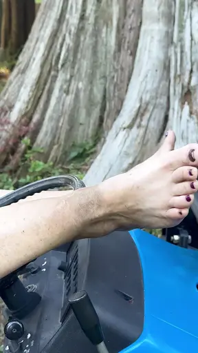 Filthy Farm Wife Bonemaiden &mdash;  dirty feet &mdash;  toys her pussy for her step-Daddy on Tractor