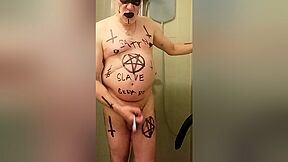 Enema Satan slave Gerard takes a enema