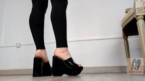 (637) Shoe Collection: MILF Y2K Black Patent Wedges - Dame Olga (1080p)
