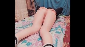 Nylon Shemale Mini Jeans Dress Sexy Legs Lady Boy Big Butt Big Ass Sissy Crossdresser