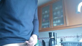 Jerkoff Quicky with Cumshot Into the Kitchen Sink