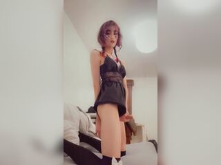 Lustful Trans masturbates in her high knee socks