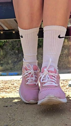 Sneakers & Socks Playing in the Dirt 🩷 Candid POV