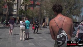 Public BDSM babe naked exposed outdoor by kinky femdom