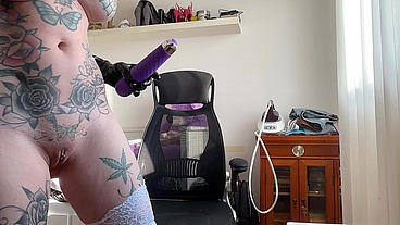 masturbation with black latex gloves