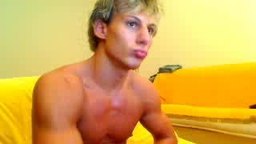 Athletic Blonde Hunk Shows Off